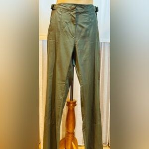 B.S.L.Women's Olive Straight Leg Pants with unique leather touch on the belt